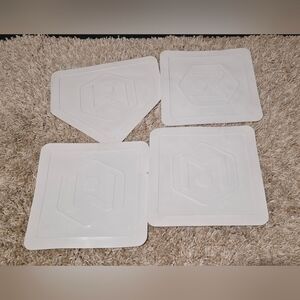 White Throw Down Rubber Bases For Baseball/softball, 3 Bases And Home Base